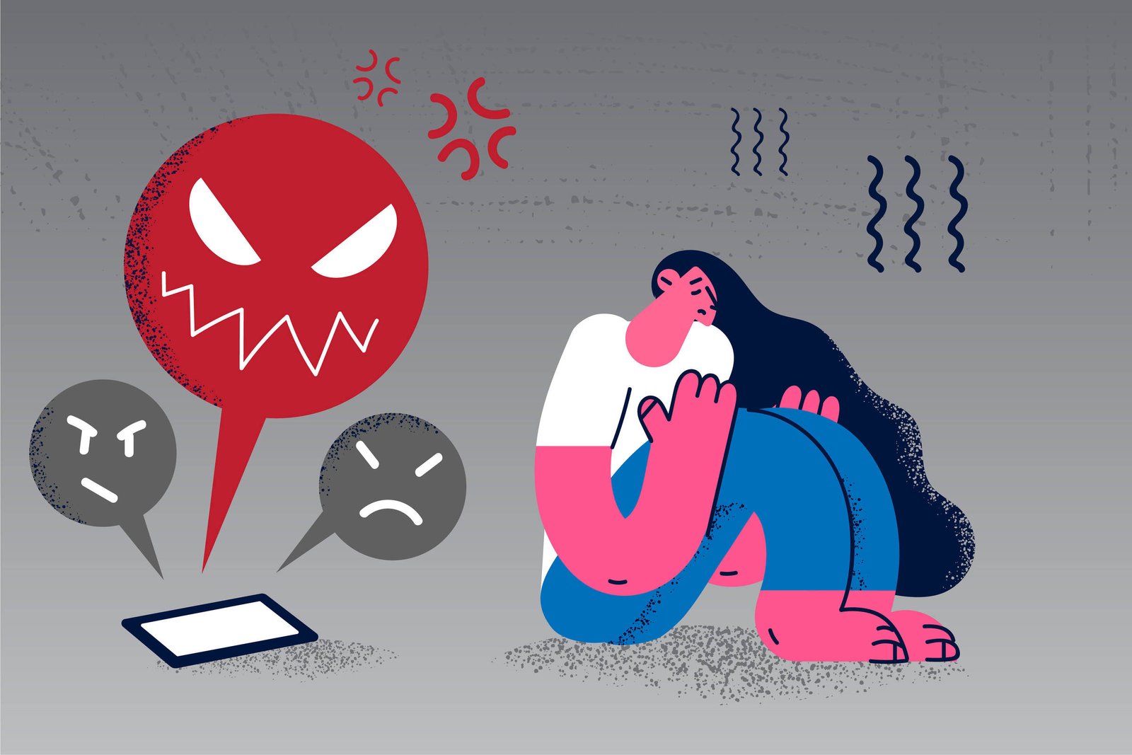 Mulher infeliz estressada com mensagens que saem do telefone celular