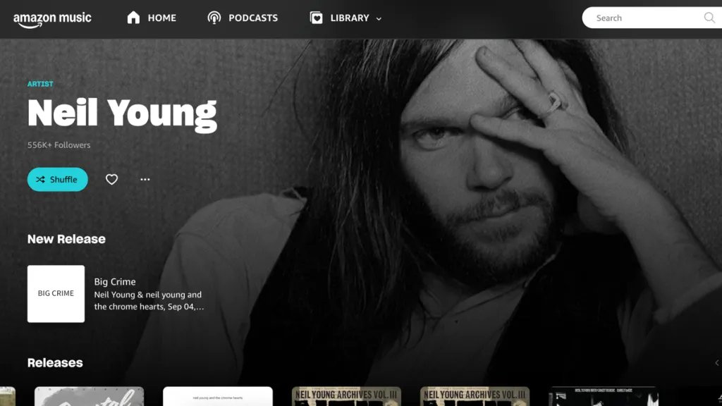 Neil Young retira músicas da Amazon