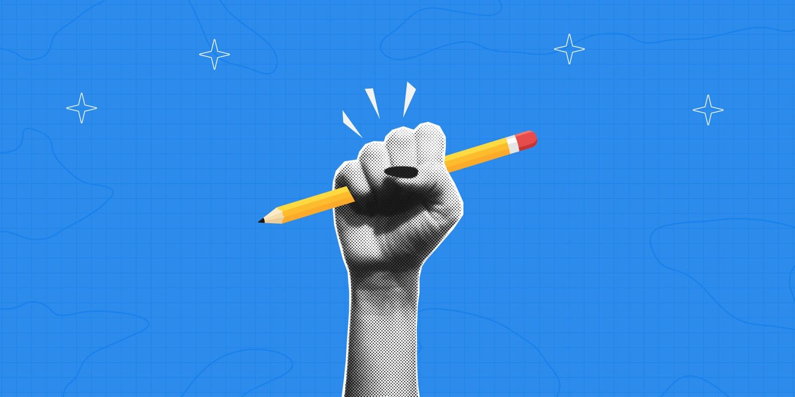 illustration of a hand holding a pencil firmly