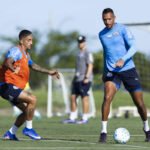 kike olivera e david duarte em treino do bahia