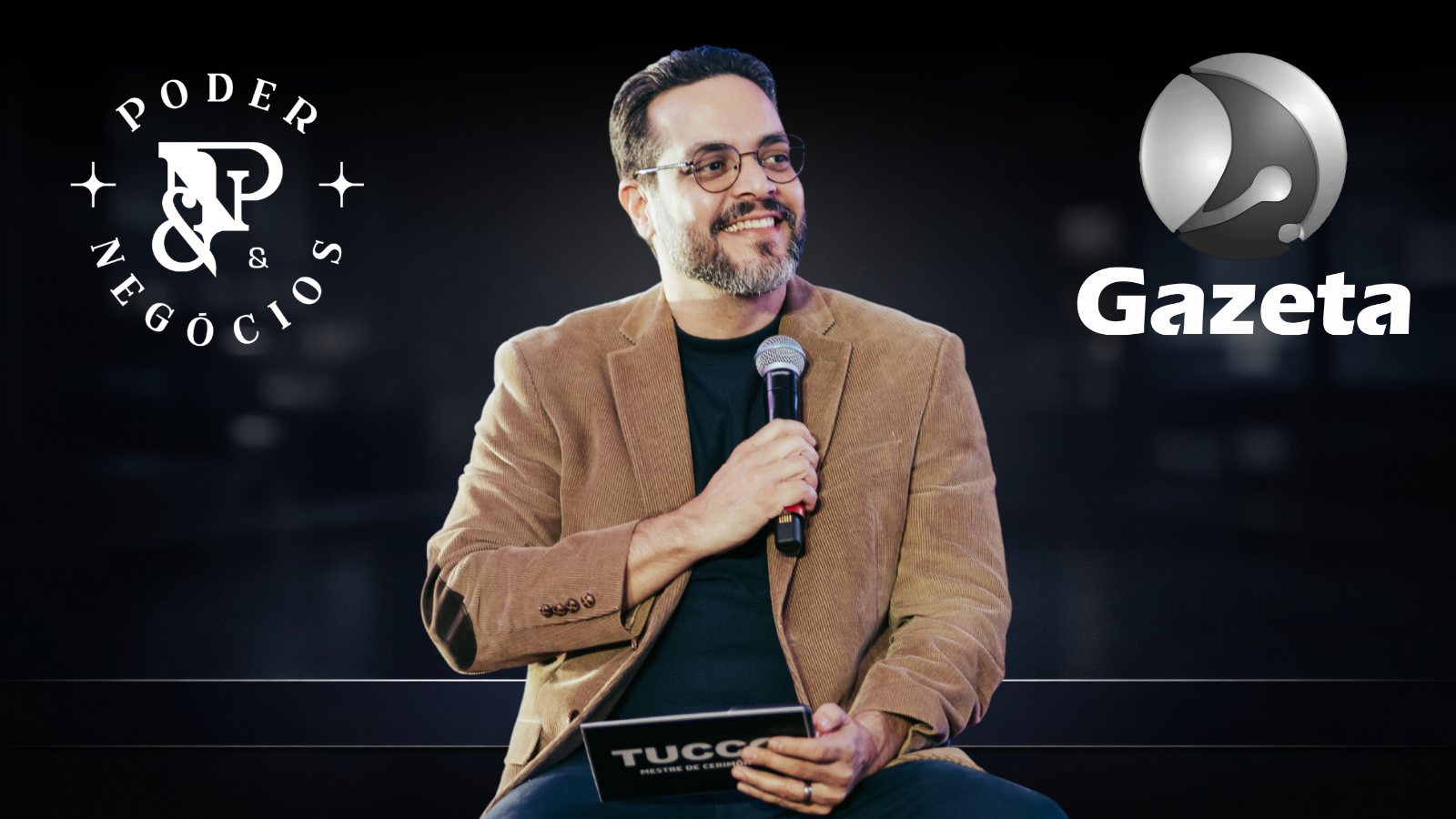 O apresentador Tucco durante a estreia do programa Poder & Negócios, exibido pela TV Gazeta, que propõe entrevistas com nomes ligados à tomada de decisão no ambiente empresarial e econômico