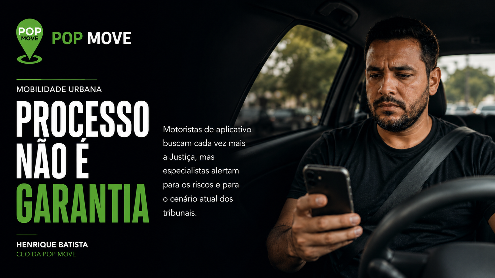 Motoristas de aplicativo precisam ter cuidado com promessas de processo trabalhista fácil, alerta CEO da POP Move