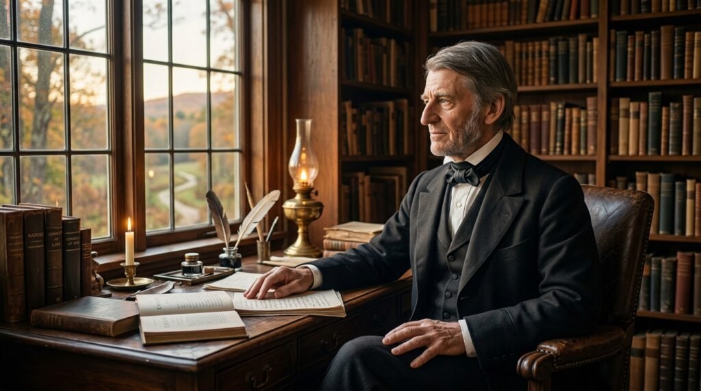 Frase do dia de Ralph Waldo Emerson, filósofo americano e transcendentalista: “Não vá aonde o caminho leva; vá onde não há caminho e deixe um rastro”