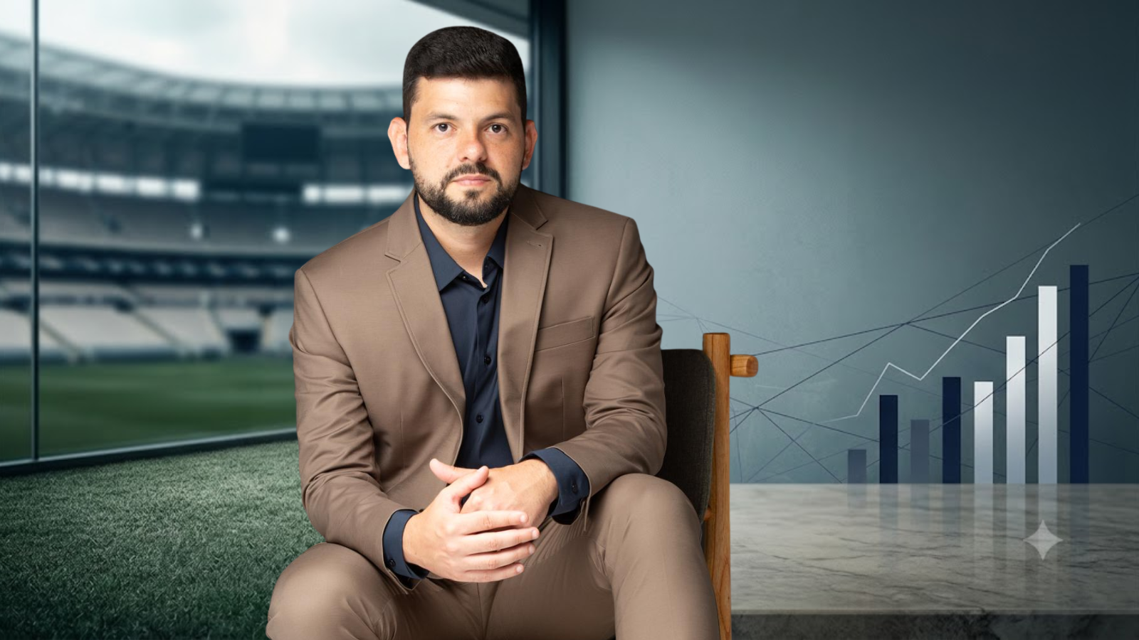 Rafael Matheus, sócio da Kactus Capital, durante divulgação da proposta de investimento superior a R$ 400 milhões na SAF do Avaí, aprovada pelo Conselho Deliberativo do clube.