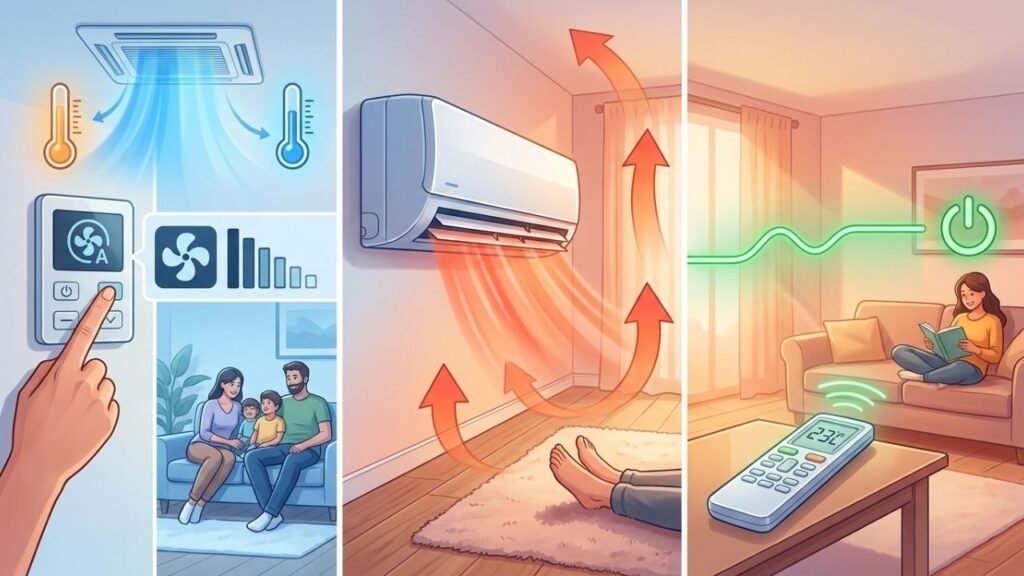 O ar-condicionado não deve ser operado na temperatura máxima para aquecer o quarto: esta é a configuração ideal para economizar na conta de luz
